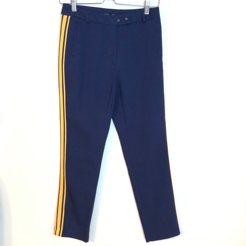 STRADIVARIUS NAVY W/GOLD STRIPE PANTS 4